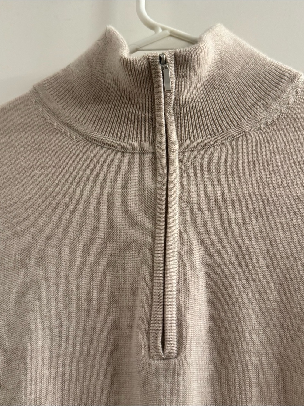 Suitsupply Men's Tan Merino Wool Quarter-Zip Sweater - Picture 6 of 6